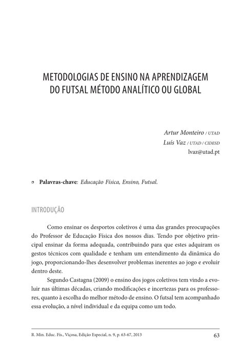 probabilidades de futsal|(PDF) METODOLOGIAS DE ENSINO NA APRENDIZAGEM DO .